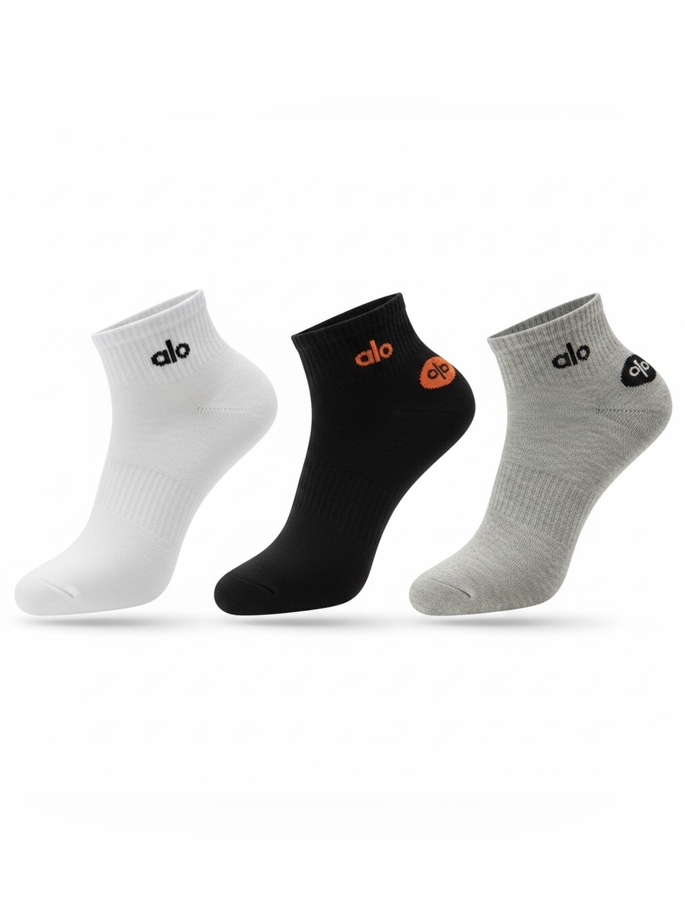 Alo yoga 3 pairs  Ankle Socks White, Black, Gray small to medium new